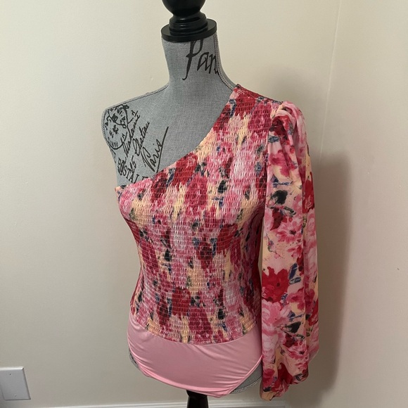 NEW ASOS In the Style Floral One Shoulder Bodysuit, Size 10 - Picture 5 of 12